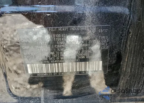 2017 Subaru Outback 2.5I Premium from USA, damaged, VIN 4S4BSAHC4H3364192